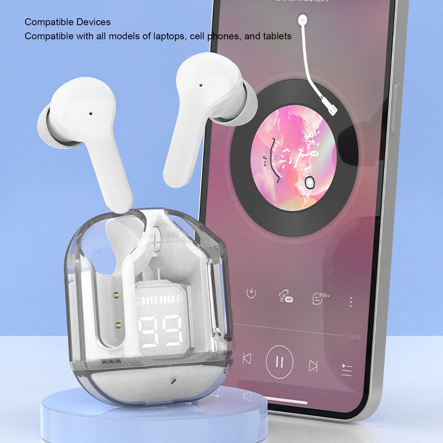 AURICULARES INALAMBRICOS 3D BLANCO